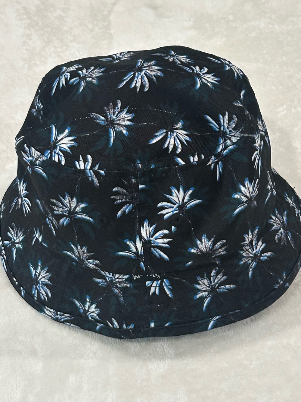 Ron Jon bucket hat palm tree print black navy blue white adult size